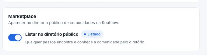 Print do toggle do Descobrir nas configurações